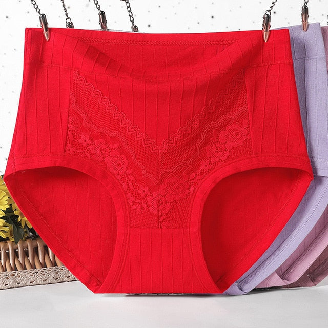 [5 PCS]-2023 Plus Size LeakProof Lace Cotton Panties(XL- 6XL)
