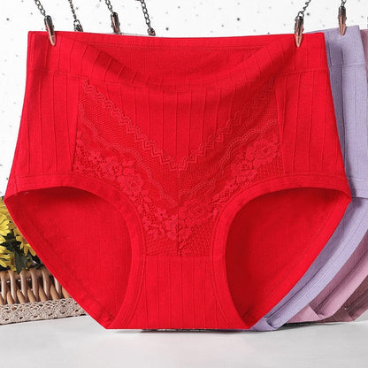 [5 PCS]-2023 Plus Size LeakProof Lace Cotton Panties(XL- 6XL)