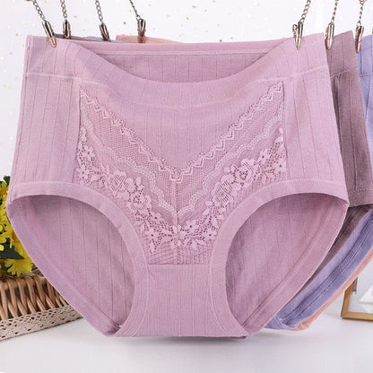 [5 PCS]-2023 Plus Size LeakProof Lace Cotton Panties(XL- 6XL)