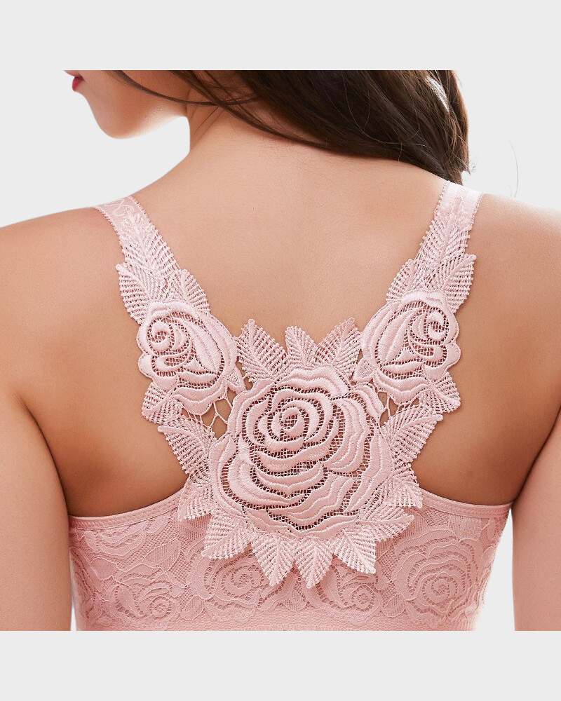 Rose Embroidery Front Closure Bra