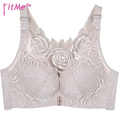 🎁FitMe Rose Embroidery Front Closure Wirefree Bra