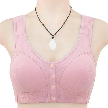 🔥 COMFORTABLE FRONT-CLOSURE WIRELESS PLUS SIZE BUTTON BRA