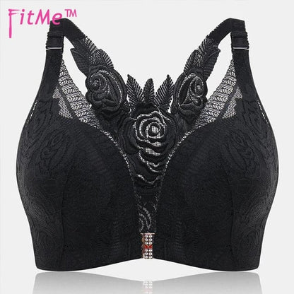 🎁FitMe Rose Embroidery Front Closure Wirefree Bra