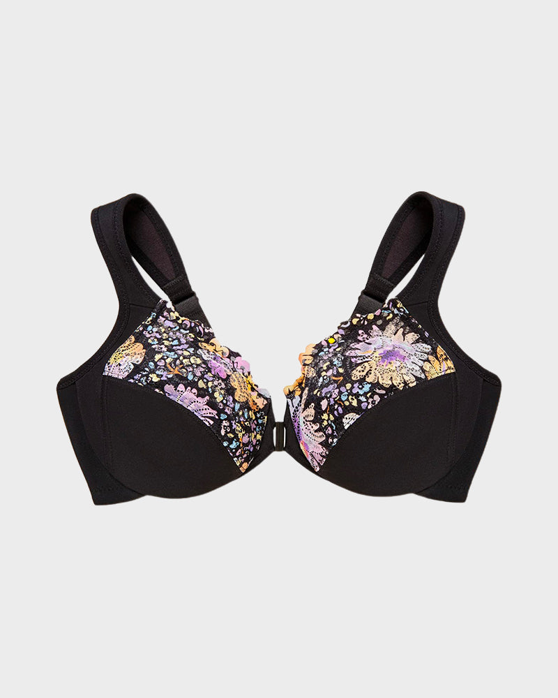 Front-Closure Underwire Print Bra