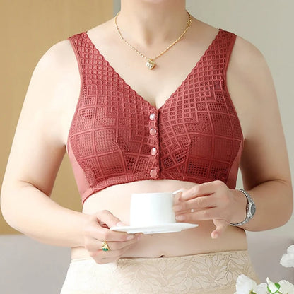 🔥 Plus Size Cotton Front Button Bra Skin