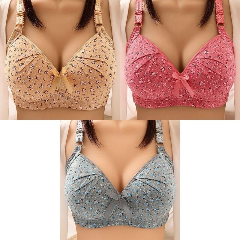 Plus Size Bra Women Underwear Wire Free Comfort  Soft Thin Breathable