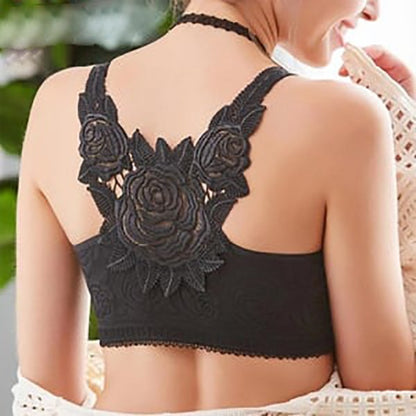 🎁Comfortable Experience🎁-- FitMe Rose Embroidery Front Closure Wirefree Bra