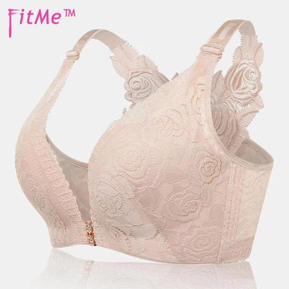 🎁FitMe Rose Embroidery Front Closure Wirefree Bra