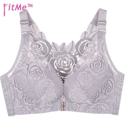 🎁FitMe Rose Embroidery Front Closure Wirefree Bra