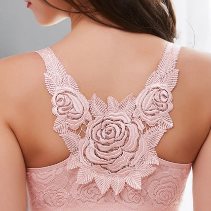 🎁FitMe Rose Embroidery Front Closure Wirefree Bra