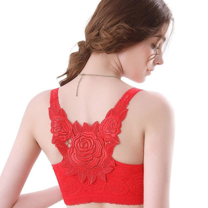 🔥 Rose Embroidery Front Closure Wirefree Bra🧡