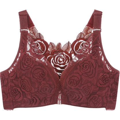 🎁FitMe Rose Embroidery Front Closure Wirefree Bra