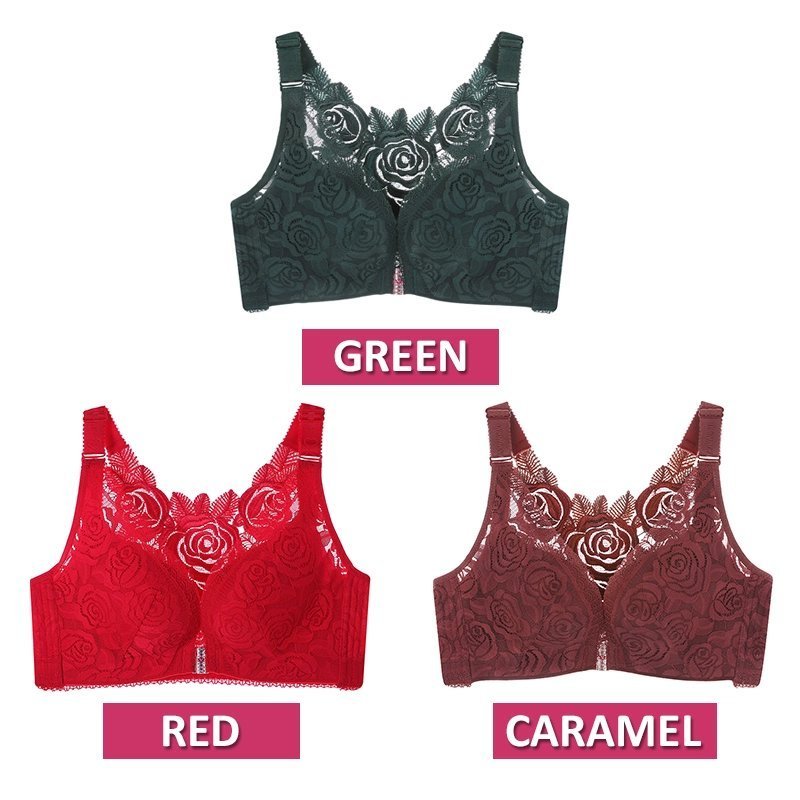 🎁Comfortable Experience🎁-- FitMe Rose Embroidery Front Closure Wirefree Bra