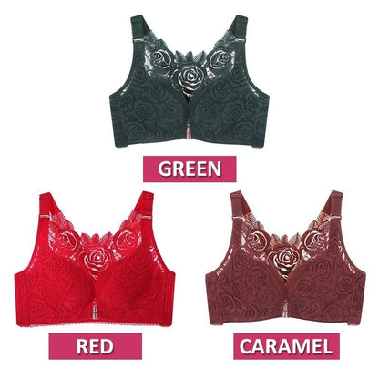 🎁Comfortable Experience🎁-- FitMe Rose Embroidery Front Closure Wirefree Bra