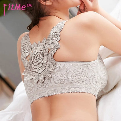 🎁FitMe Rose Embroidery Front Closure Wirefree Bra