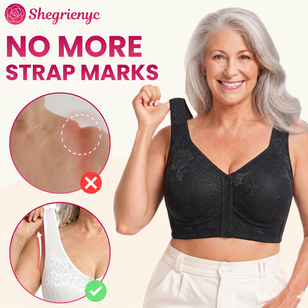 Shegrienyc - 70% OFF - Front Closure Breathable Cotton Lifting Bra for Seniors