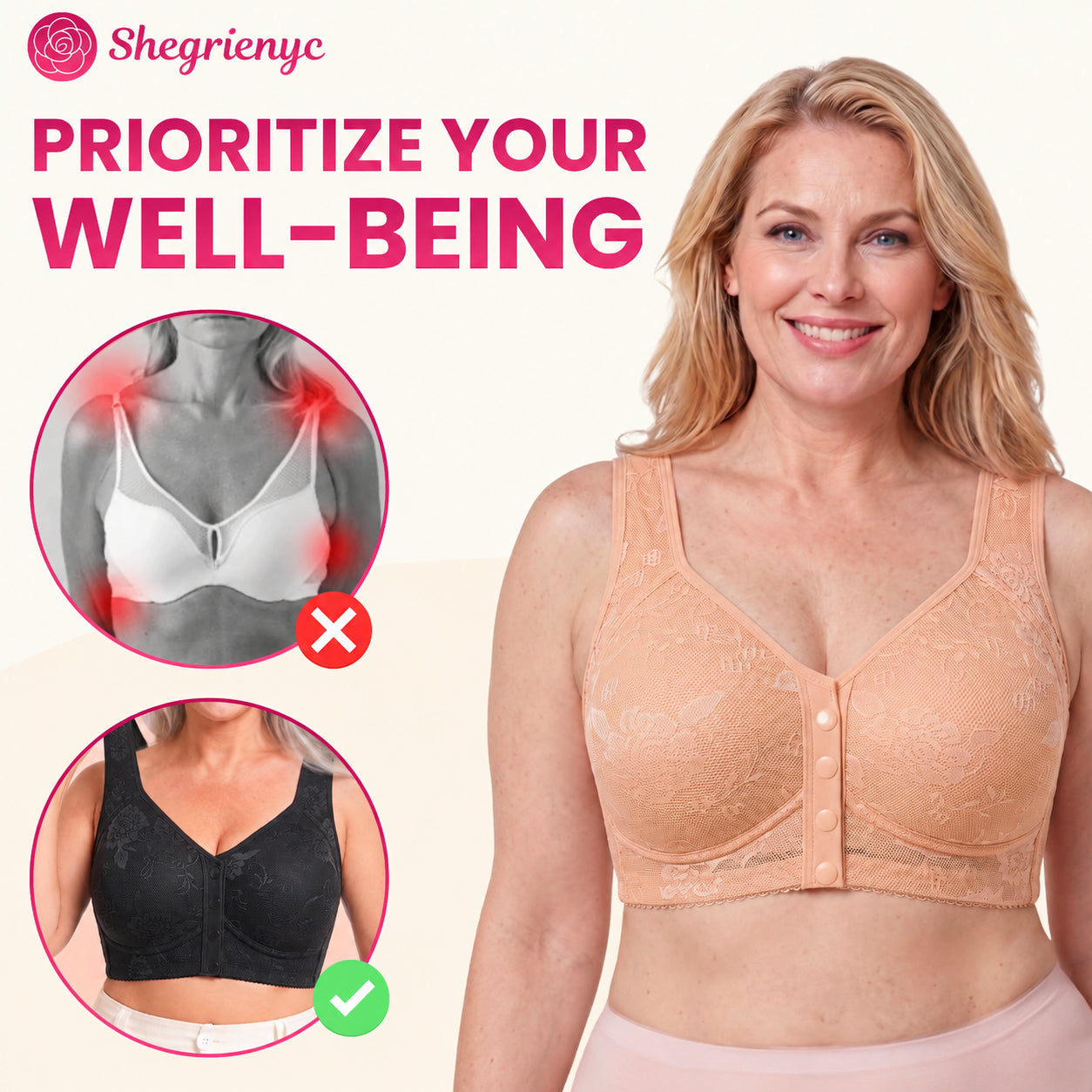 Shegrienyc - 70% OFF - Front Closure Breathable Cotton Lifting Bra for Seniors