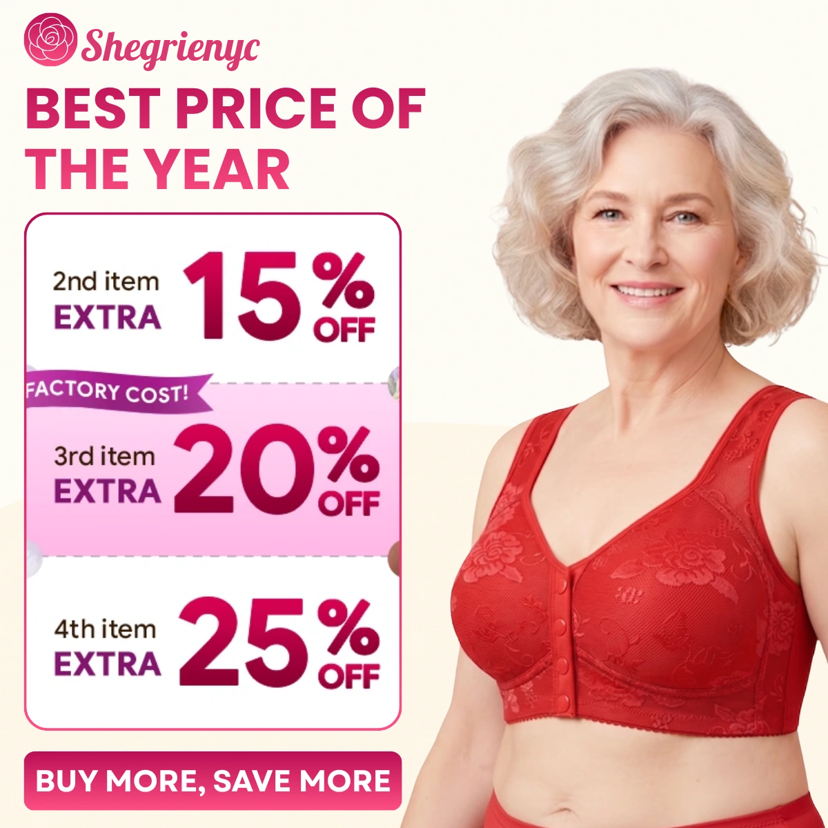 Shegrienyc - 70% OFF - Front Closure Breathable Cotton Lifting Bra for Seniors
