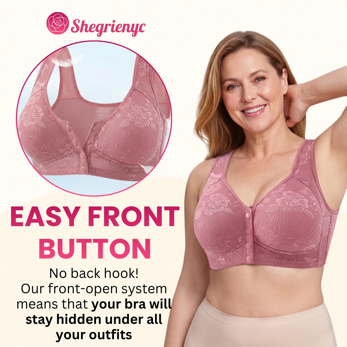 Shegrienyc - 70% OFF - Front Closure Breathable Cotton Lifting Bra for Seniors