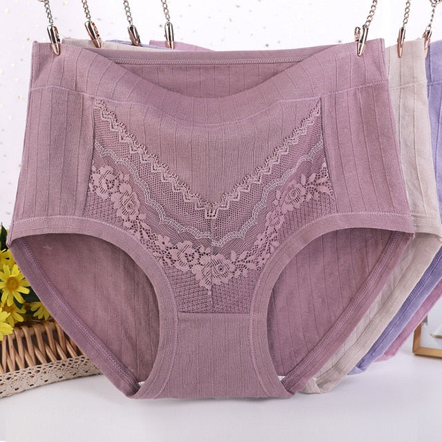 [5 PCS]-2023 Plus Size LeakProof Lace Cotton Panties(XL- 6XL)