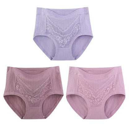 [5 PCS]-2023 Plus Size LeakProof Lace Cotton Panties(XL- 6XL)
