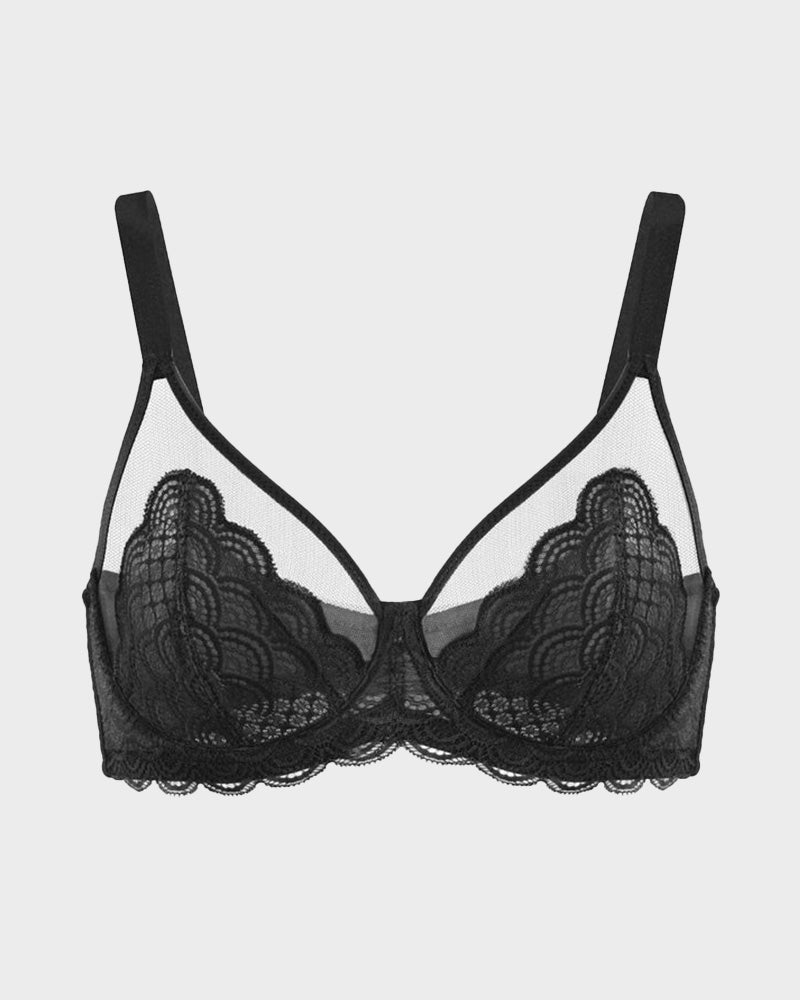 Full Coverage Lace Black Minimizer Bra