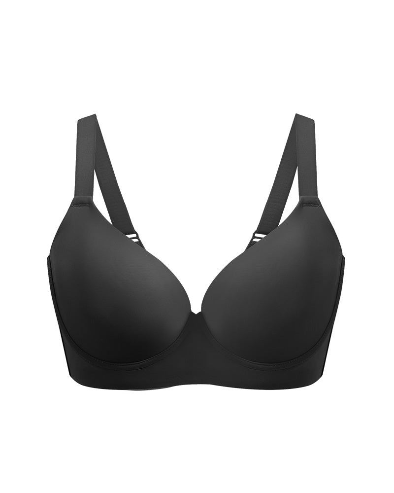 Back Smoothing Push-Up Plunge Bra - Black