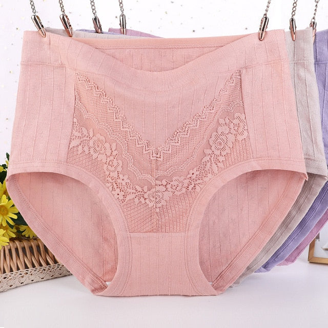 [5 PCS]-2023 Plus Size LeakProof Lace Cotton Panties(XL- 6XL)