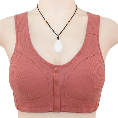 🔥 COMFORTABLE FRONT-CLOSURE WIRELESS PLUS SIZE BUTTON BRA