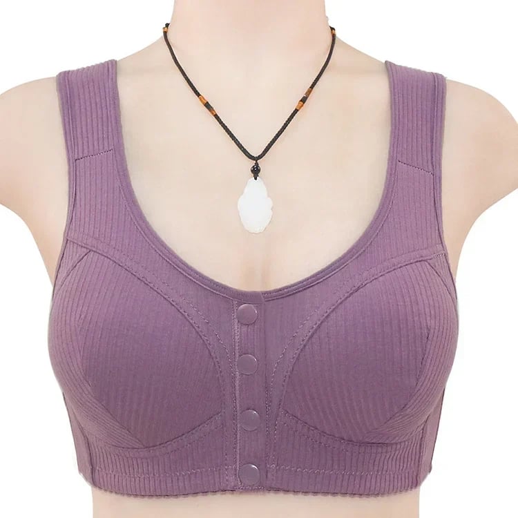 🔥 COMFORTABLE FRONT-CLOSURE WIRELESS PLUS SIZE BUTTON BRA