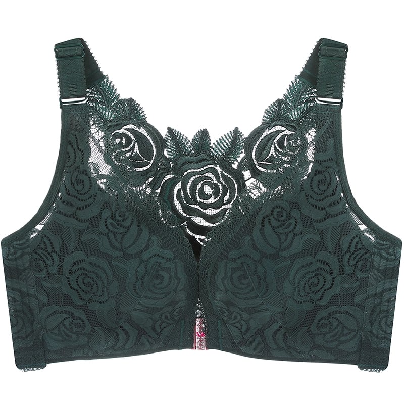 🎁FitMe Rose Embroidery Front Closure Wirefree Bra